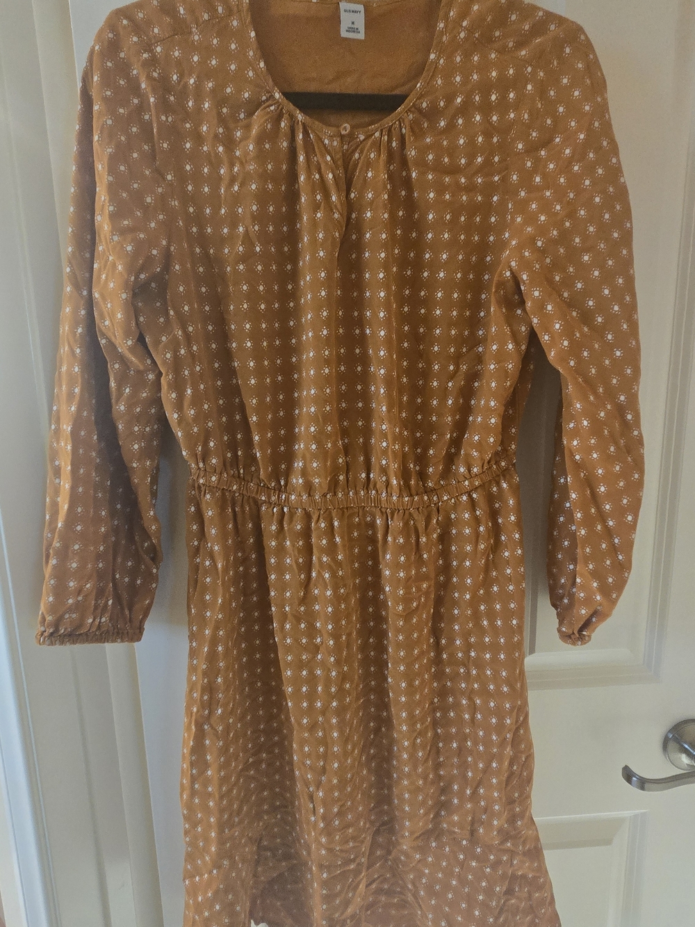 Old Navy Rust Orange Floral Print Long-Sleeve Dress